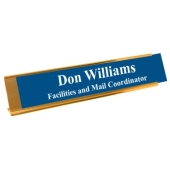 2 x 10 goldener Metall-Schreibtischhalter mit Plakette