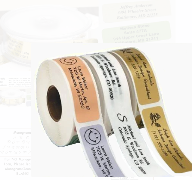 Étiquettes d'adresse 50 x 30 mm AVEC LOGO et 4 lignes de texte